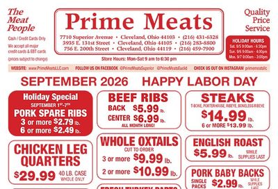 Prime Meats Weekly Ad September 1 - 30, 2026