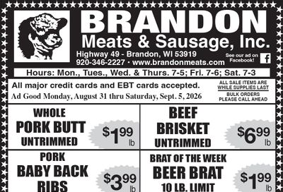Brandon Meats & Sausage Weekly Ad August 31 - September 5, 2026