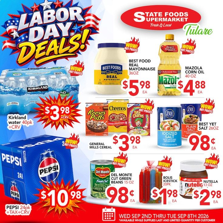 State Foods Supermarket (Tulare, CA) Weekly Ad September 2 - 8, 2026