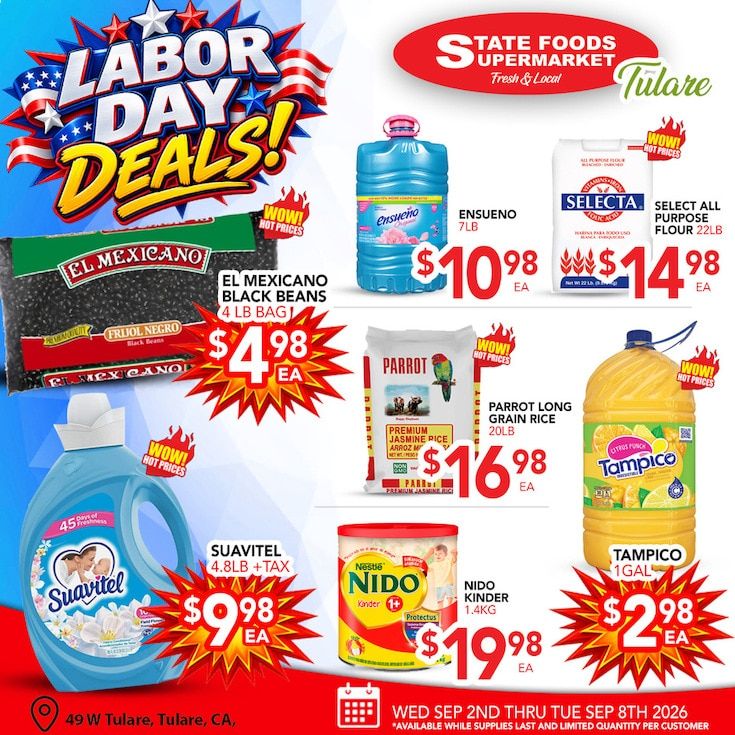 State Foods Supermarket (Tulare, CA) Weekly Ad September 2 - 8, 2026