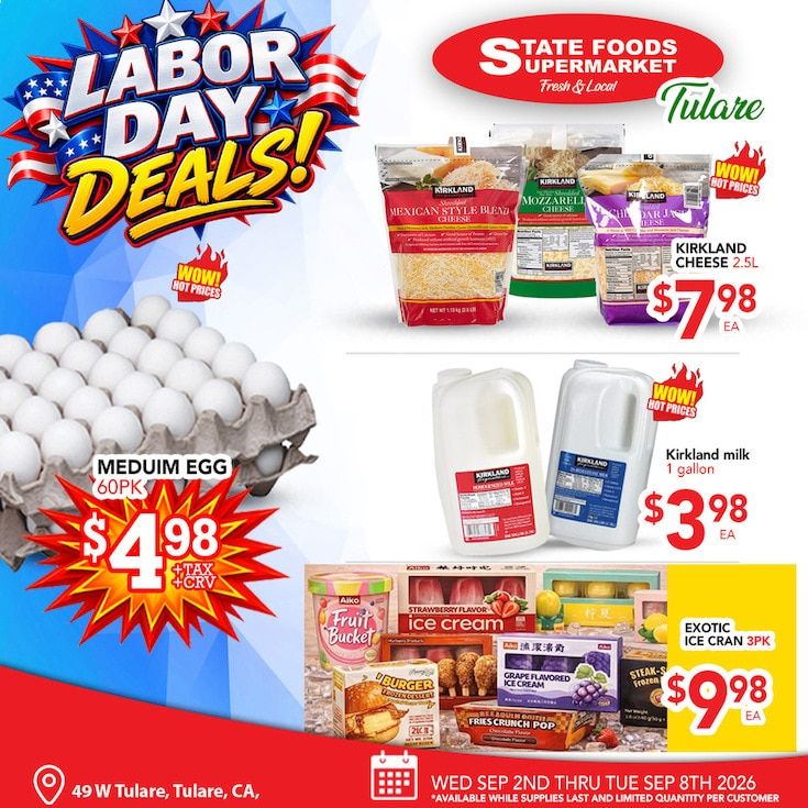 State Foods Supermarket (Tulare, CA) Weekly Ad September 2 - 8, 2026