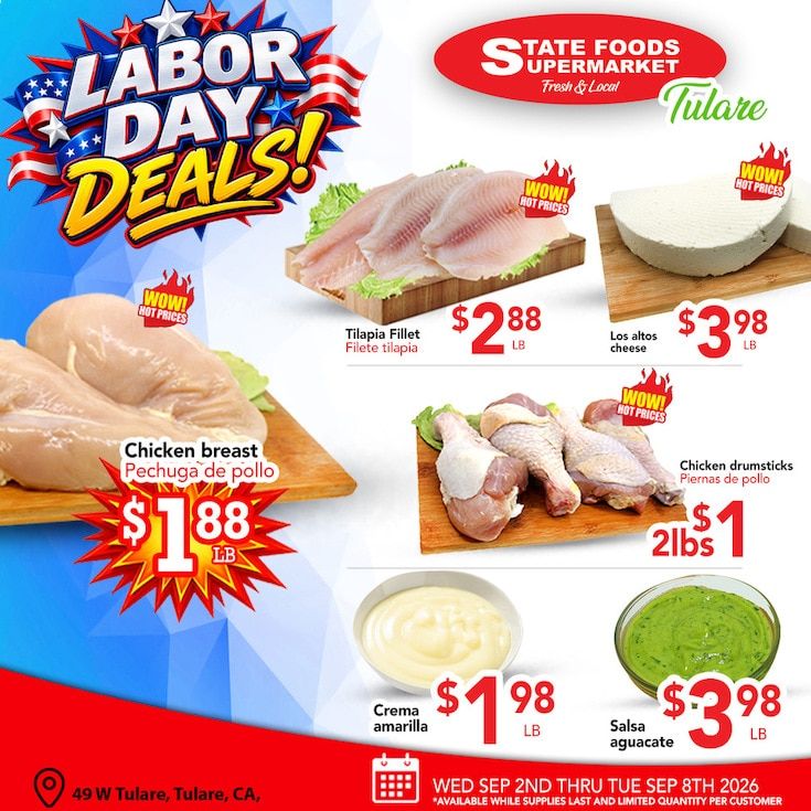 State Foods Supermarket (Tulare, CA) Weekly Ad September 2 - 8, 2026