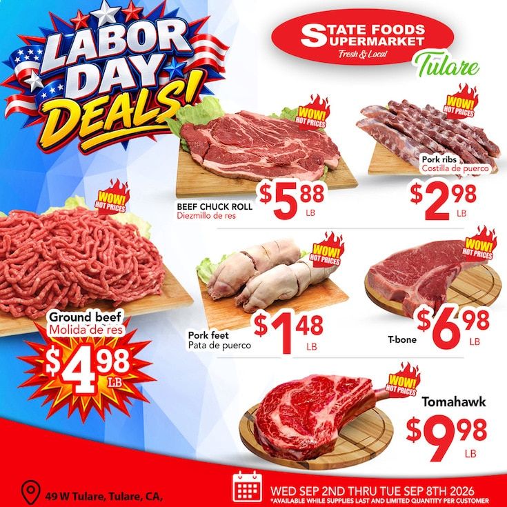 State Foods Supermarket (Tulare, CA) Weekly Ad September 2 - 8, 2026