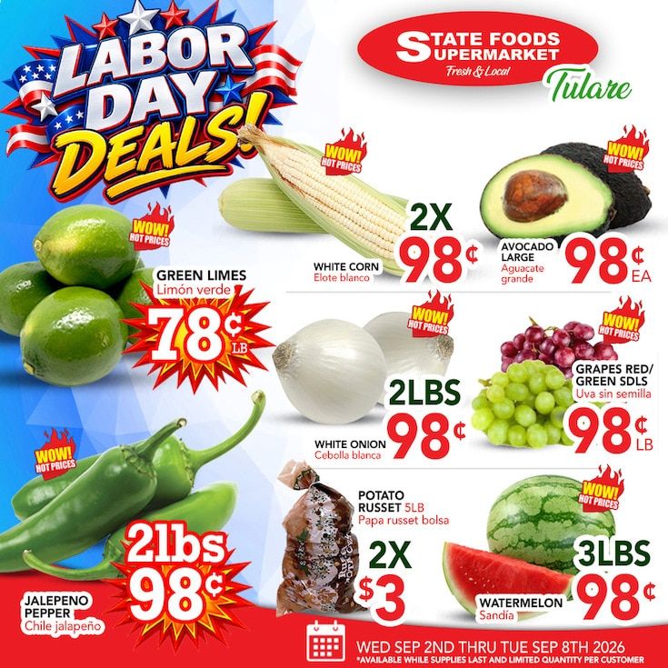 State Foods Supermarket (Tulare, CA) Weekly Ad September 2 - 8, 2026