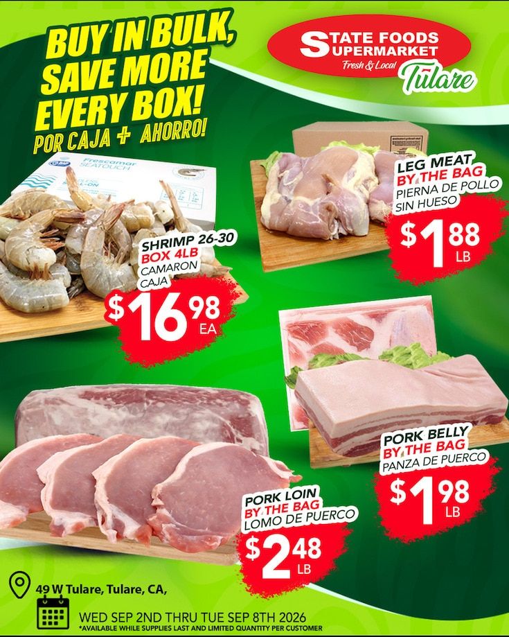 State Foods Supermarket (Tulare, CA) Weekly Ad September 2 - 8, 2026
