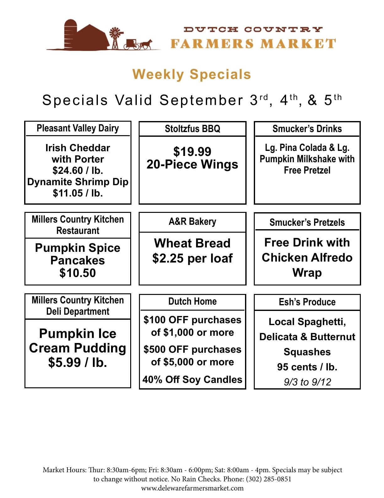 Dutch Country Farmers Market Weekly Specials Weekly Ad September 3 - 5, 2026