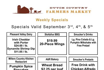 Dutch Country Farmers Market Weekly Specials Weekly Ad September 3 - 5, 2026