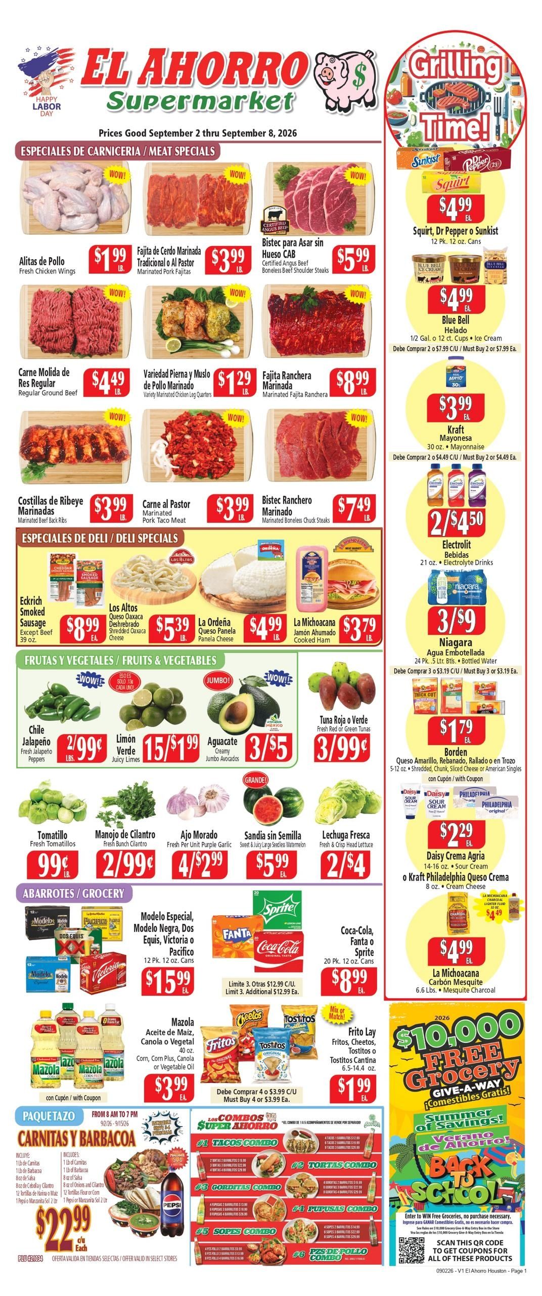 El Ahorro Supermarket (Alvin Area, TX) Weekly Ad September 2 - 8, 2026