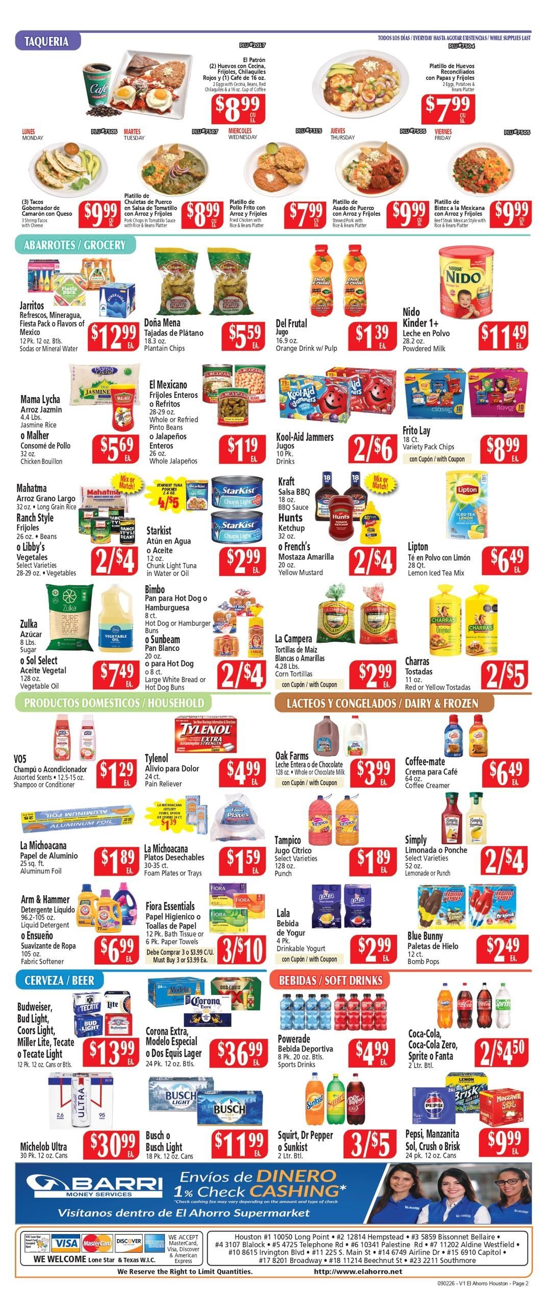 El Ahorro Supermarket (Alvin Area, TX) Weekly Ad September 2 - 8, 2026