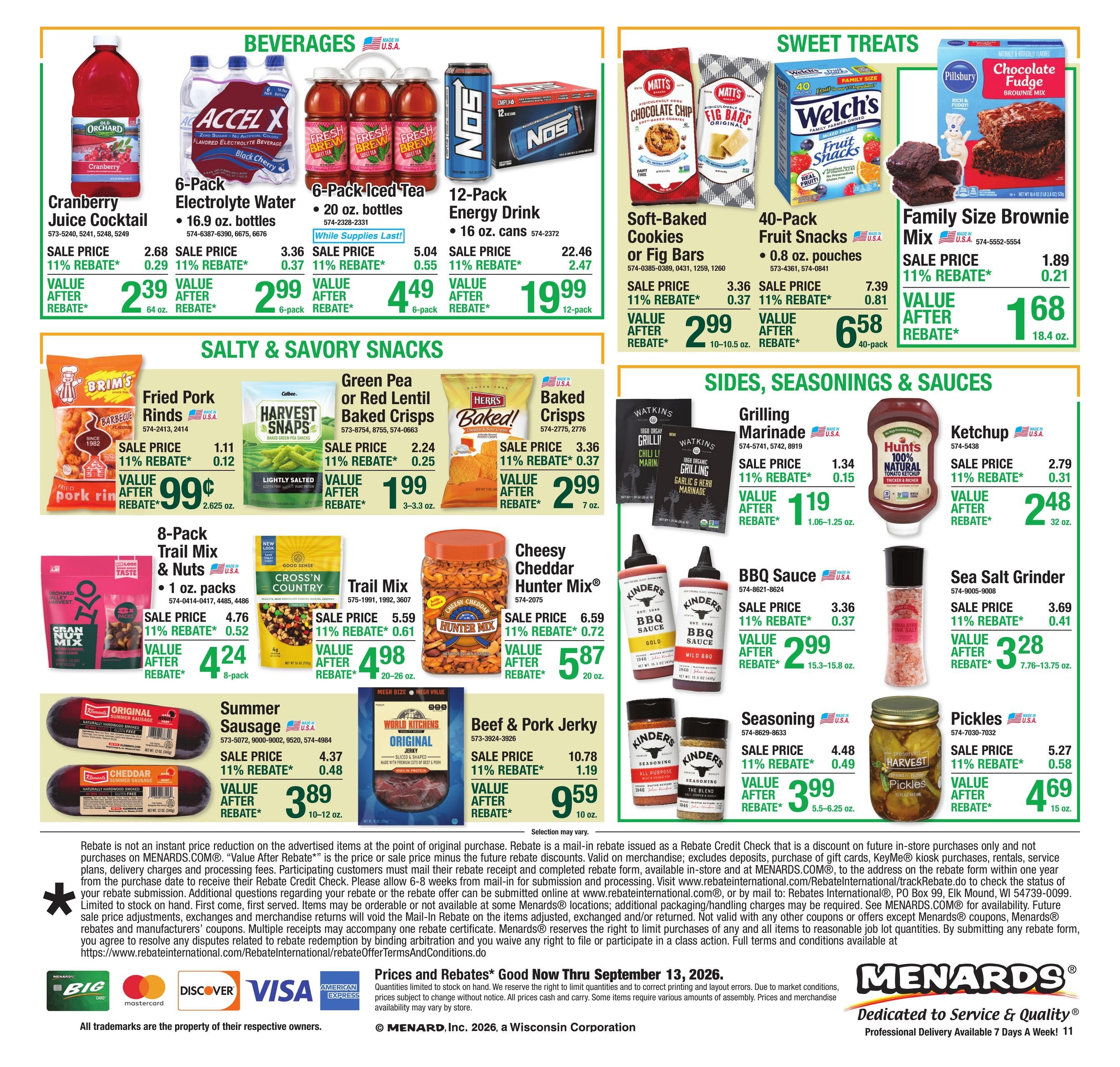 Menards (Fort Wayne Area, IN) 11% Rebate Sale Weekly Ad September 2 - 13, 2026