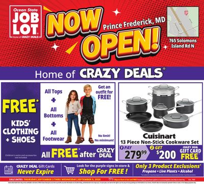 Ocean State Job Lot (Parcel Return Service Area, DC) Weekly Ad September 3 - 9, 2026