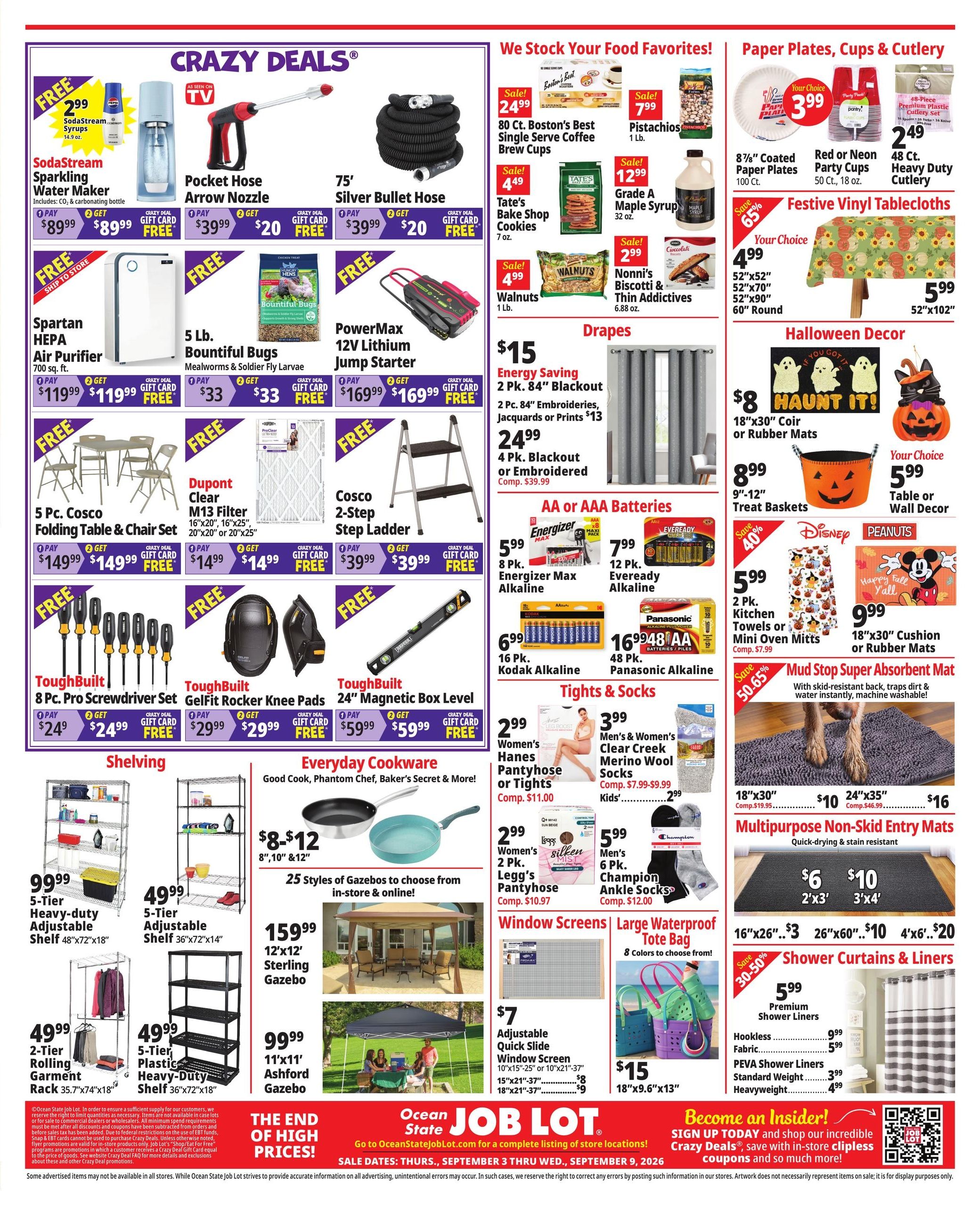 Ocean State Job Lot (Parcel Return Service Area, DC) Weekly Ad September 3 - 9, 2026