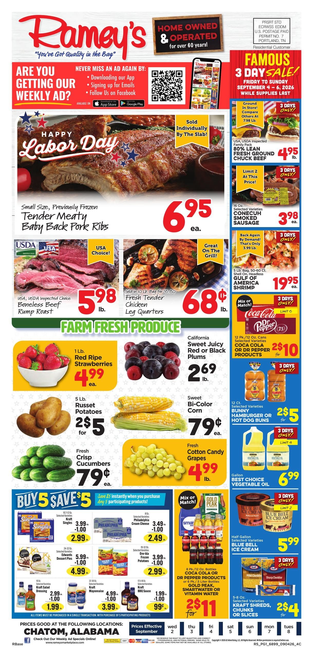 Ramey's (Chatom Area, AL) Weekly Ad September 2 - 8, 2026