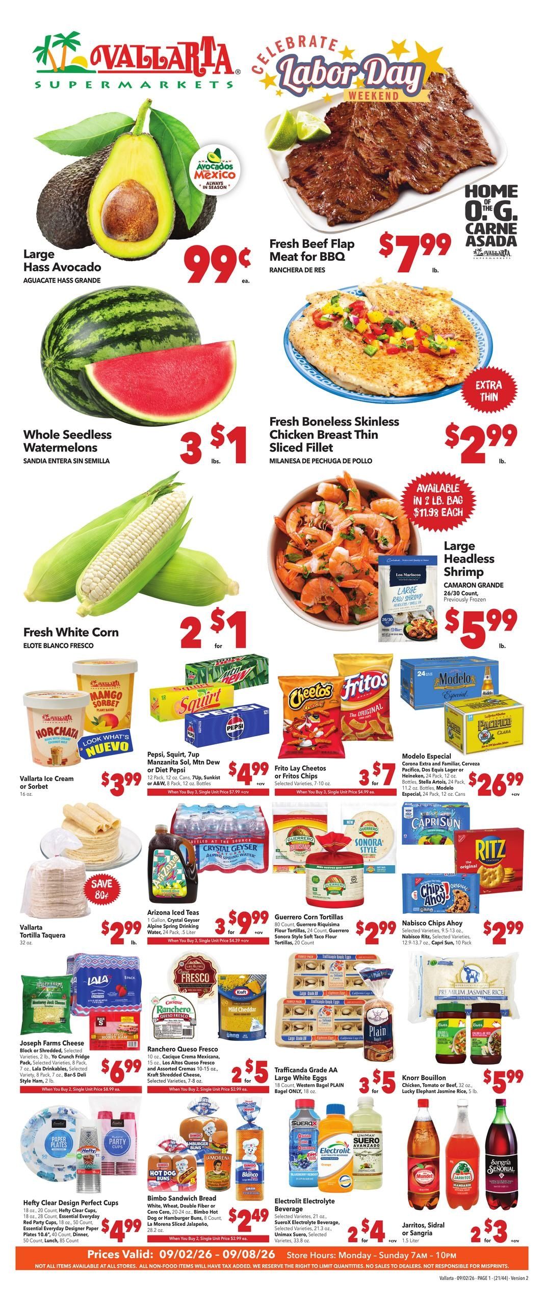 Vallarta Supermarkets (Oxnard-Ventura Area, CA) Grocery Savings Weekly Ad September 2 - 8, 2026