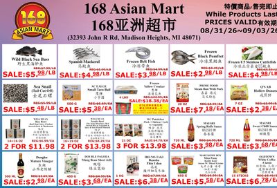 168 Asian Mart Weekly Ad August 31 - September 3, 2026