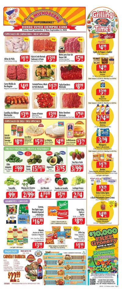 El Ahorro Supermarket (Grand Prairie Area, TX) Weekly Ad September 2 - 8, 2026
