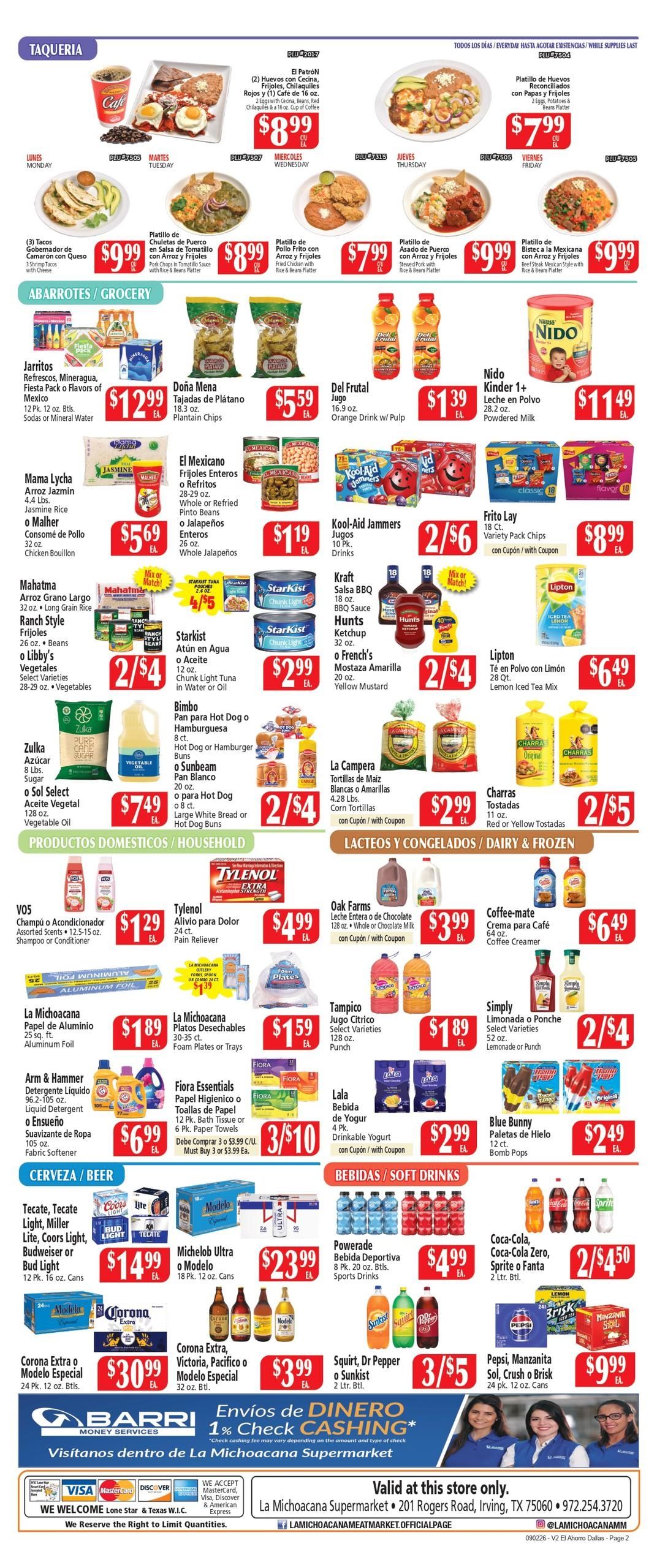 El Ahorro Supermarket (Grand Prairie Area, TX) Weekly Ad September 2 - 8, 2026