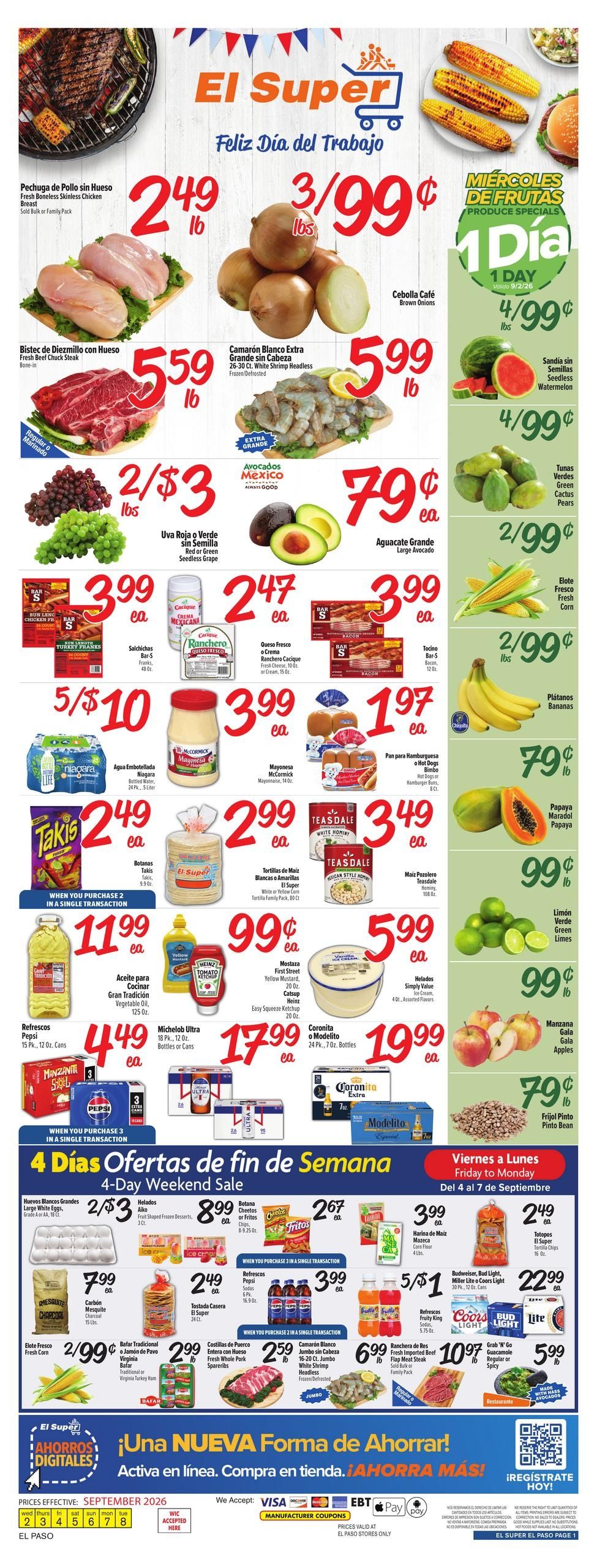 El Super (El Paso Area, TX) Weekly Ad September 2 - 8, 2026