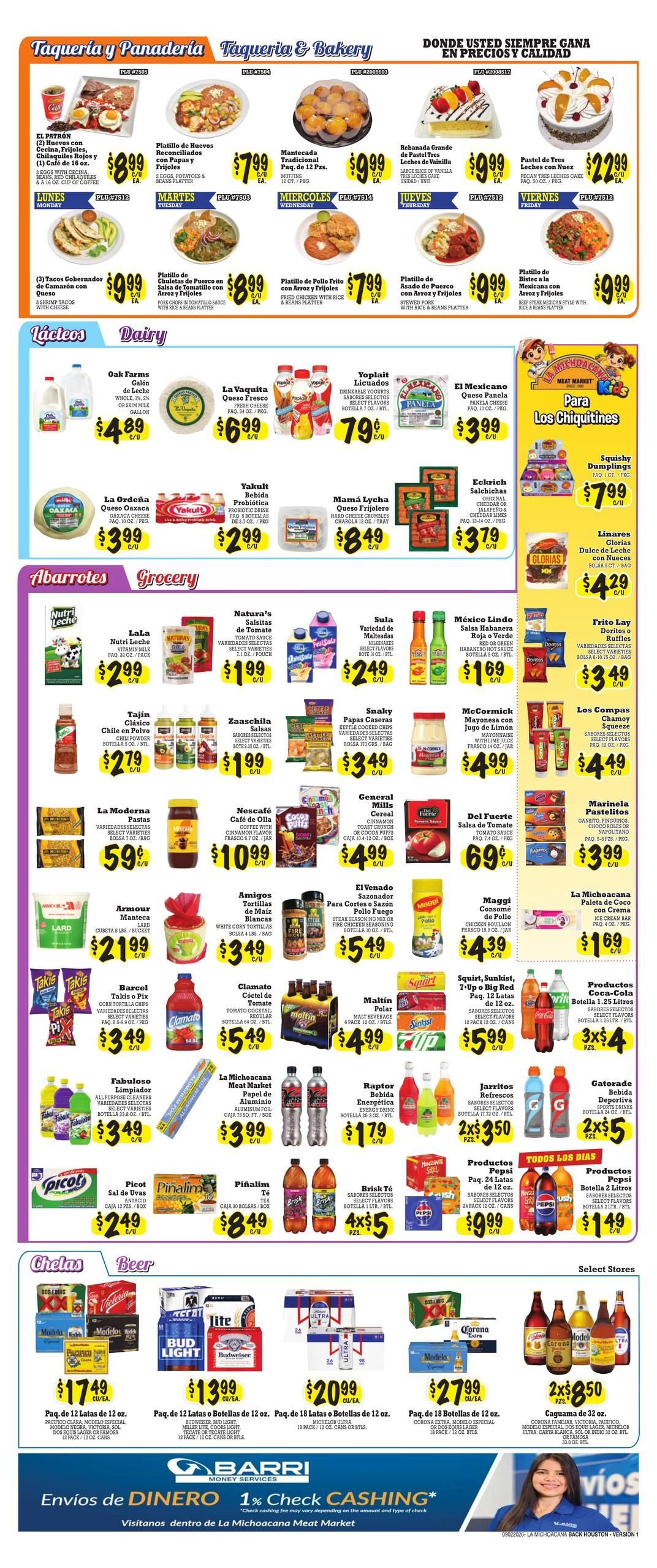 La Michoacana Meat Market (Alvin Area, TX) Weekly Ad September 2 - 15, 2026