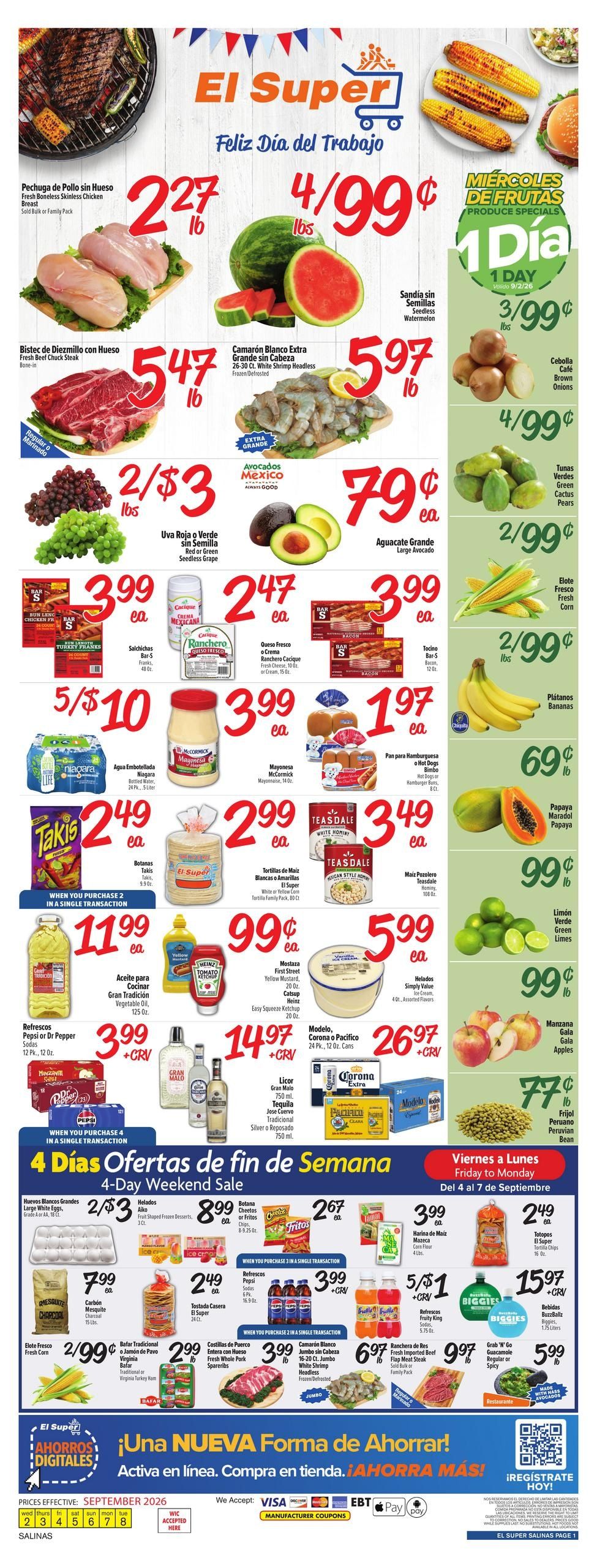 El Super (Salinas Area, CA) Weekly Ad September 2 - 8, 2026