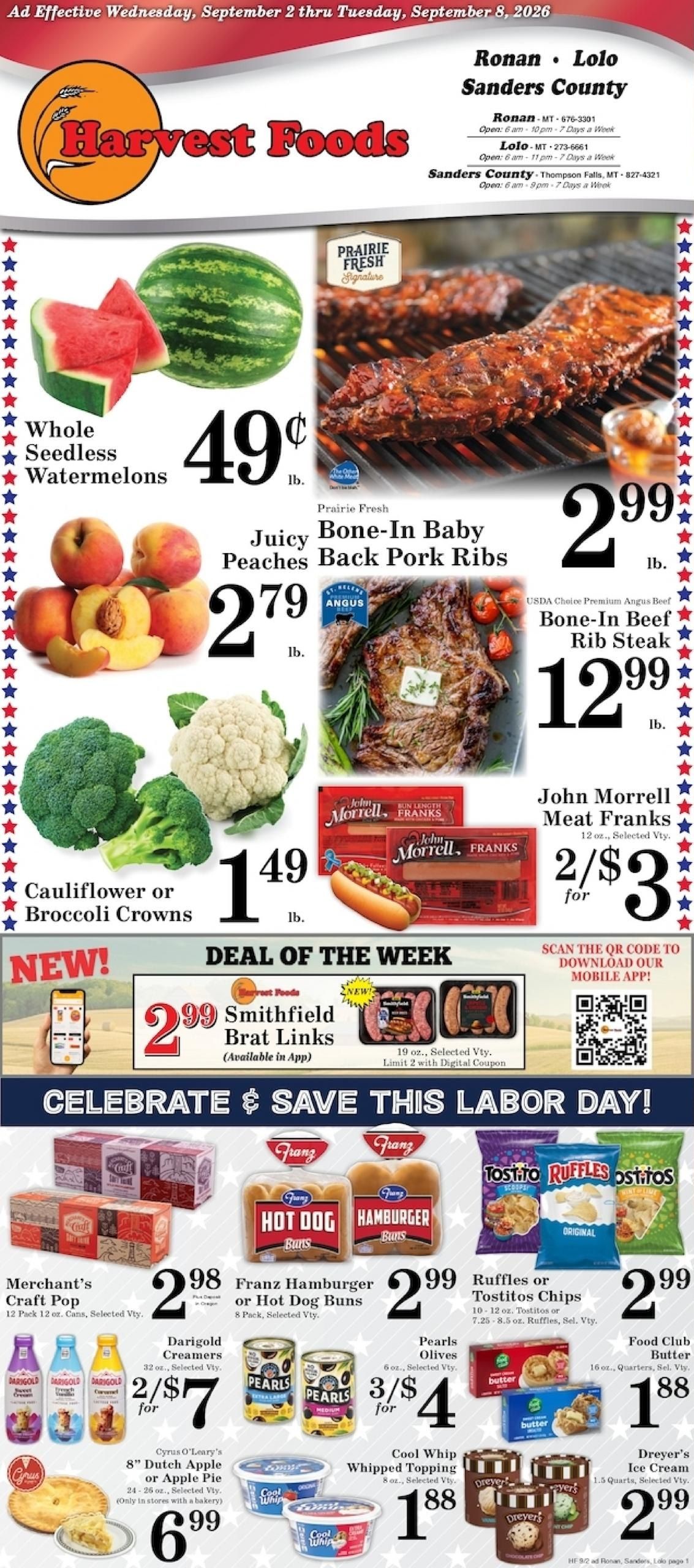 Harvest Foods (Hamilton Area, MT) Weekly Ad September 2 - 8, 2026