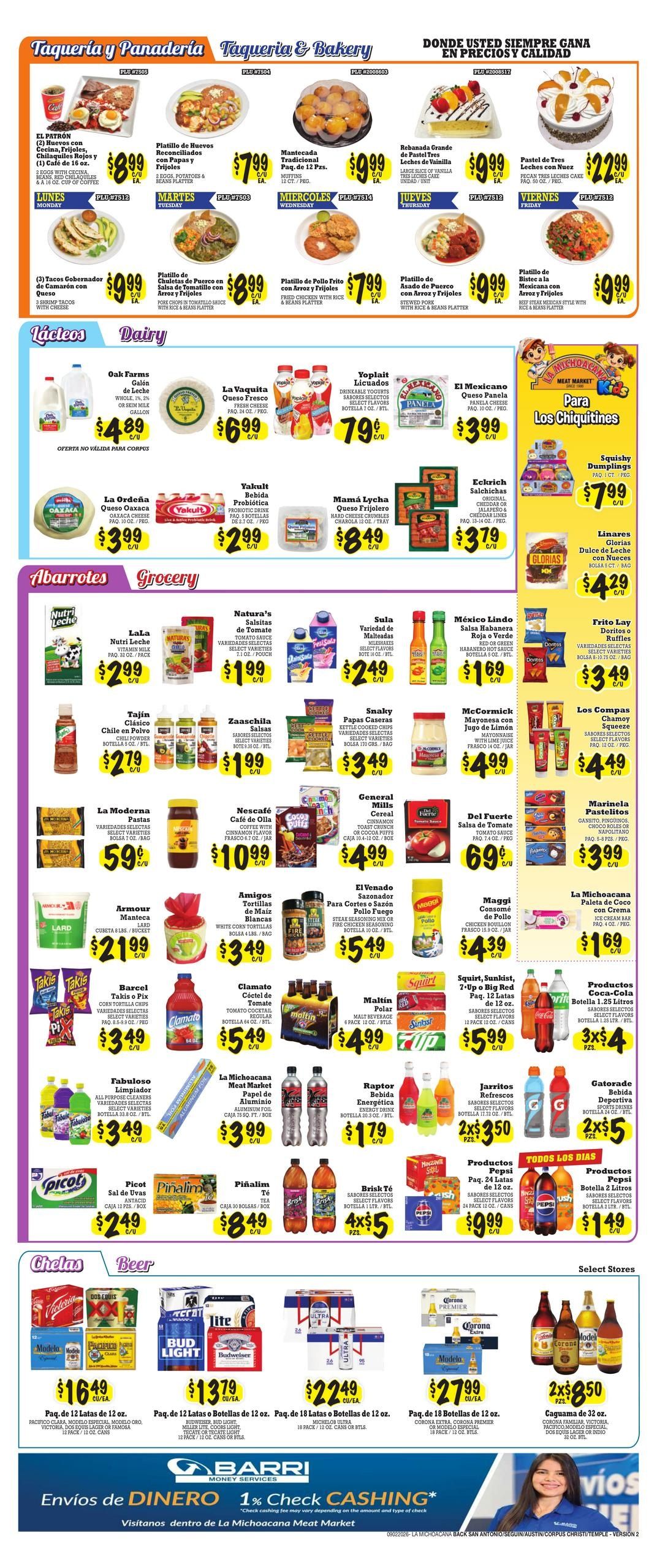 La Michoacana Meat Market (Austin Area, TX) Weekly Ad September 2 - 15, 2026