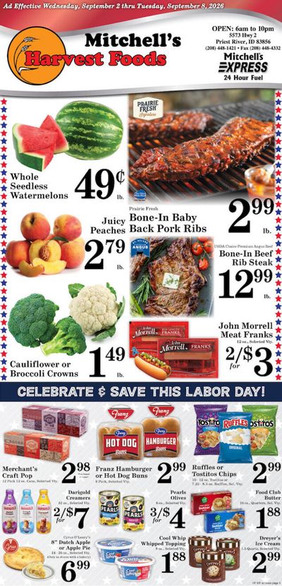 Harvest Foods (Ponderay Area, ID) Weekly Ad September 2 - 8, 2026