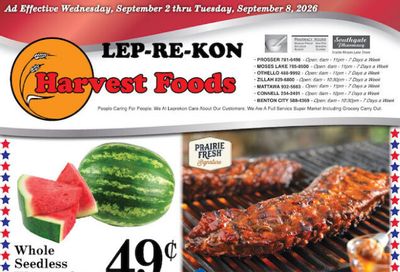 Harvest Foods (Wapato Area, WA) Weekly Ad September 2 - 8, 2026
