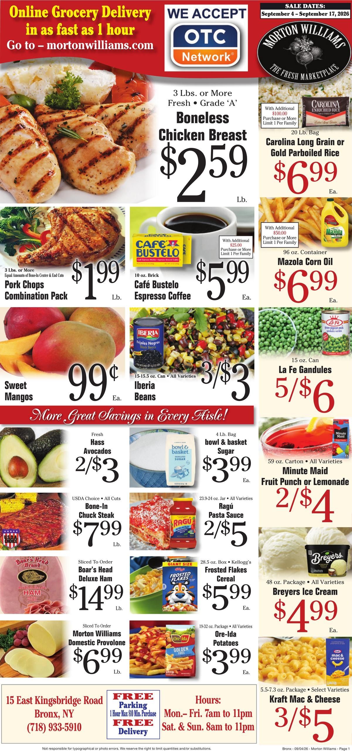 Morton Williams Supermarket (Bronx Area, NY) Weekly Ad September 4 - 10, 2026