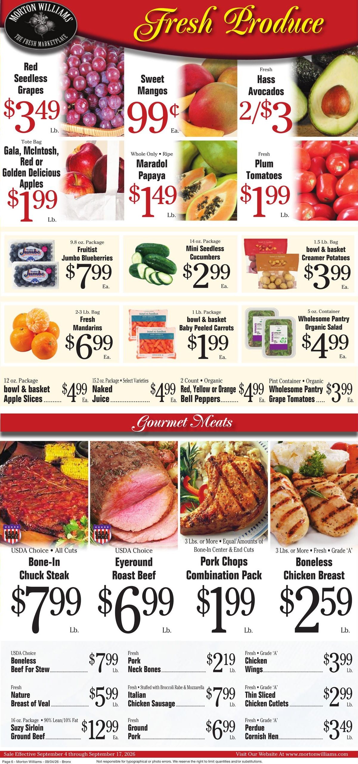 Morton Williams Supermarket (Bronx Area, NY) Weekly Ad September 4 - 10, 2026