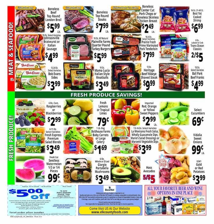Elk County Foods Weekly Ad September 3 - 9, 2026