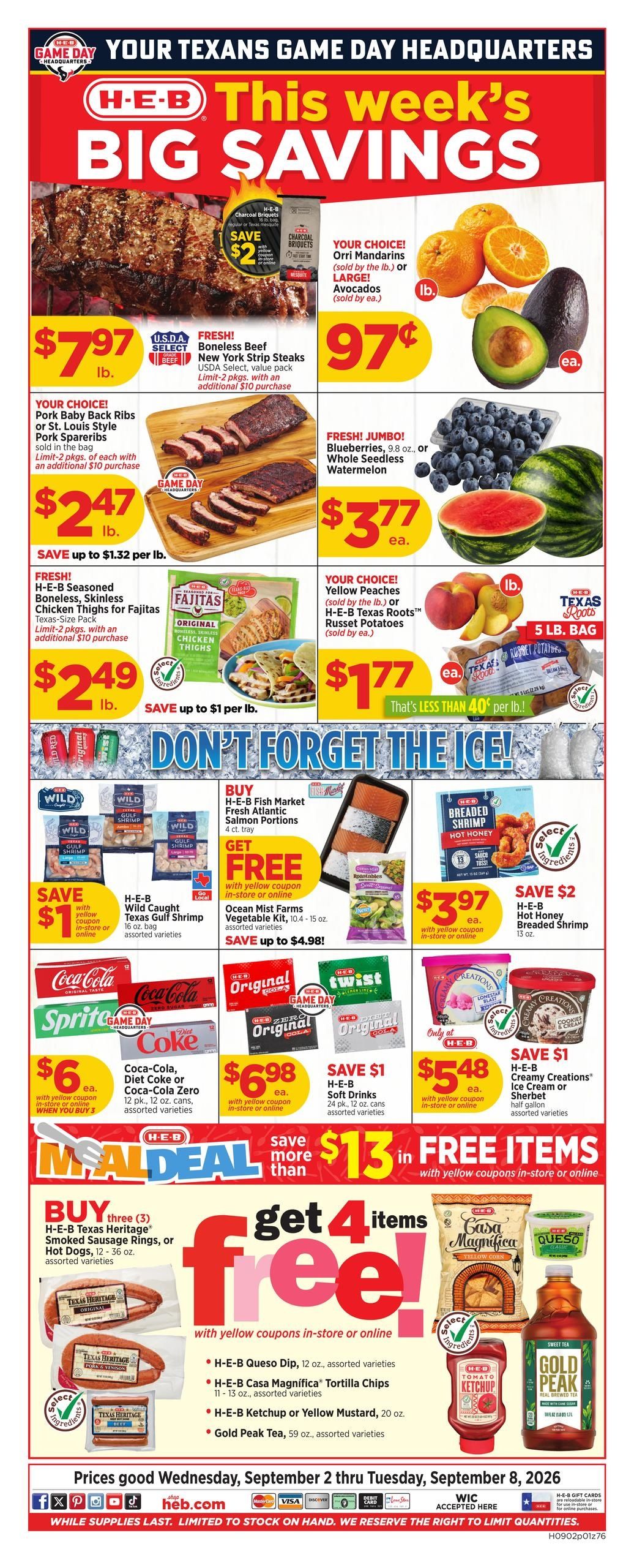 H-E-B (Evadale-Lumberton Area, TX) Weekly Ad September 2 - 8, 2026