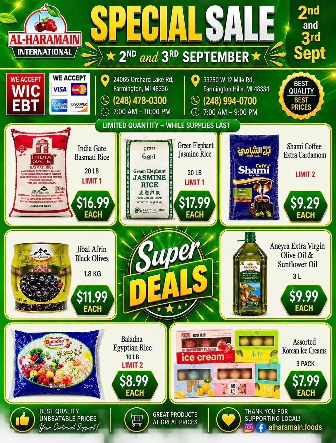 Al-Haramain International (33250 West 12 Mile Road, Farmington Hills, MI) Weekly Ad September 2 - 3, 2026