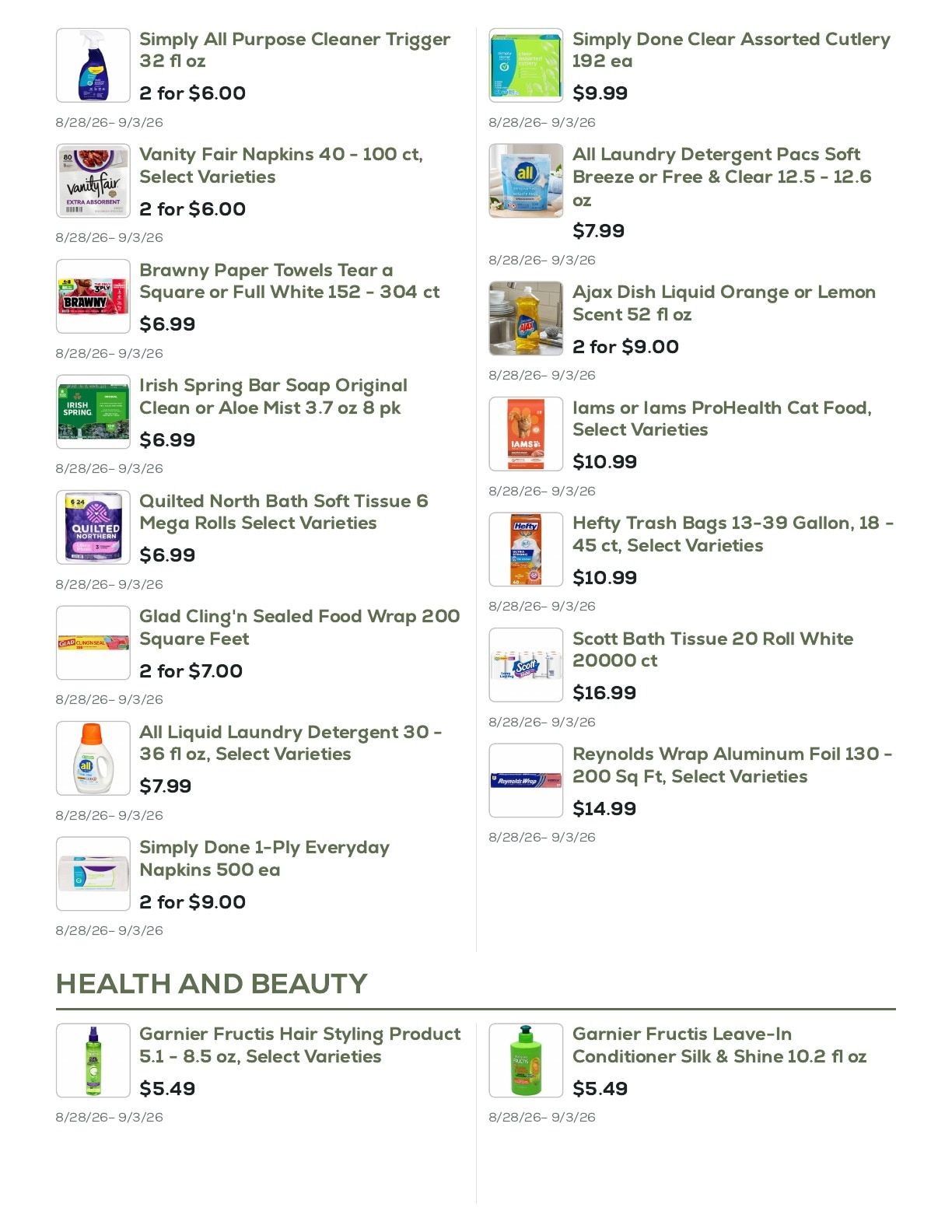 Geissler's Supermarket Weekly Ad August 28 - September 3, 2026