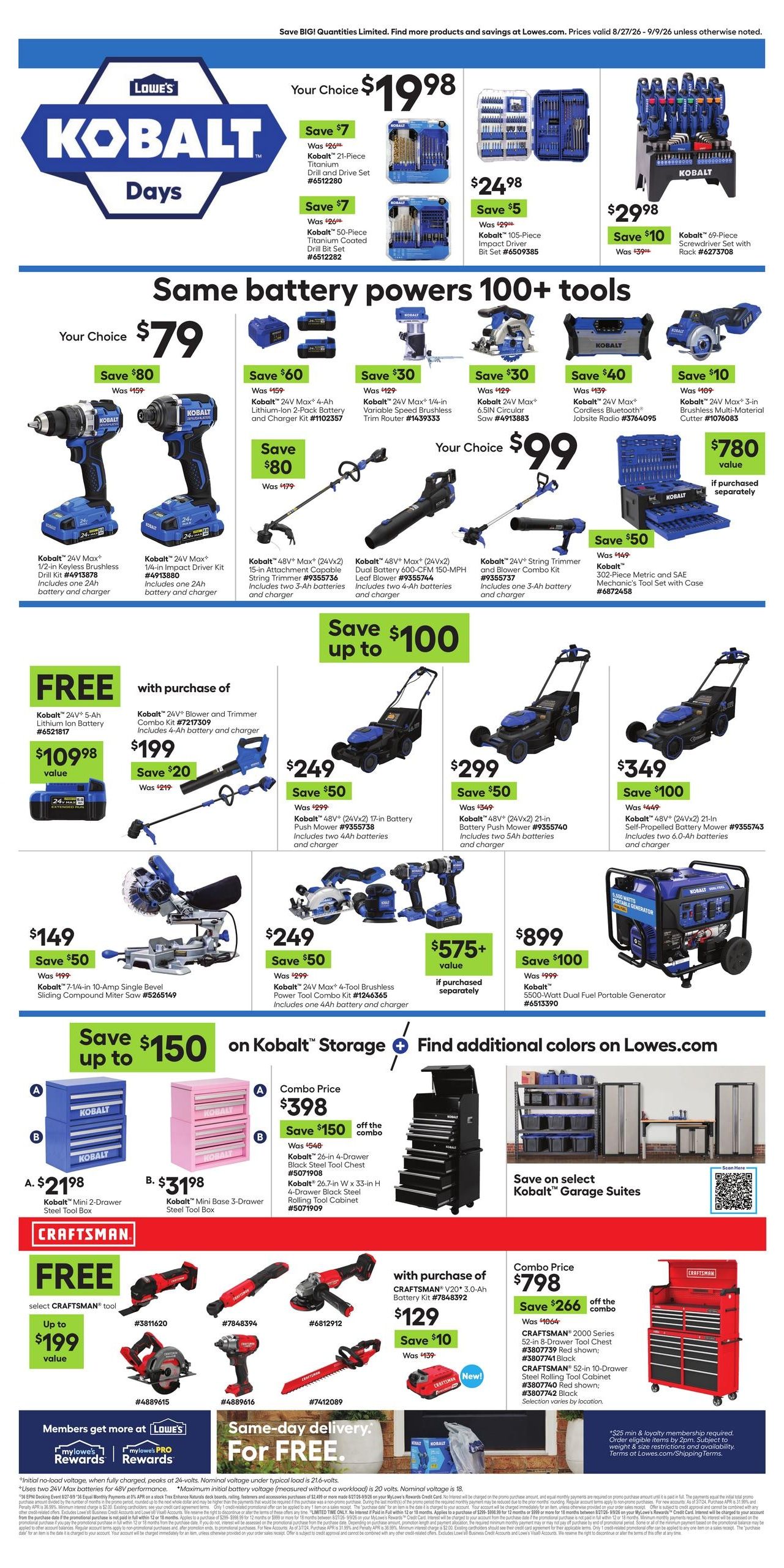 Lowe's (Chico Area, CA) Weekly Ad August 27 - September 9, 2026