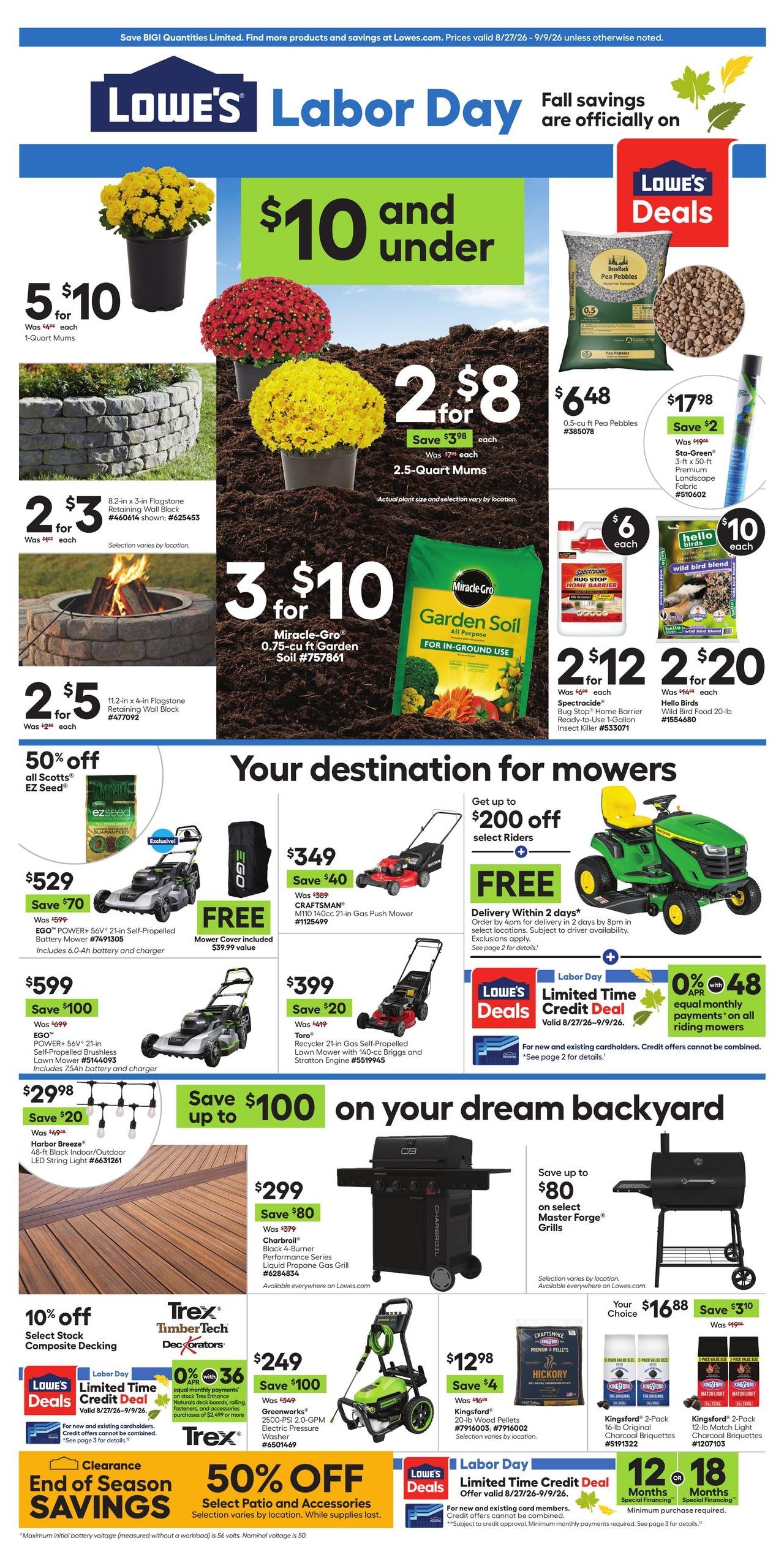 Lowe's (Colorado City Area, AZ) Weekly Ad August 27 - September 9, 2026
