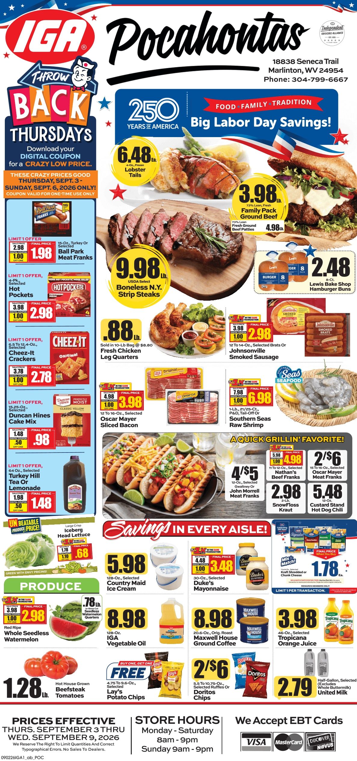 Pocahontas IGA (18838 Seneca Trail, Marlinton, WV) Weekly Ad September 3 - 9, 2026