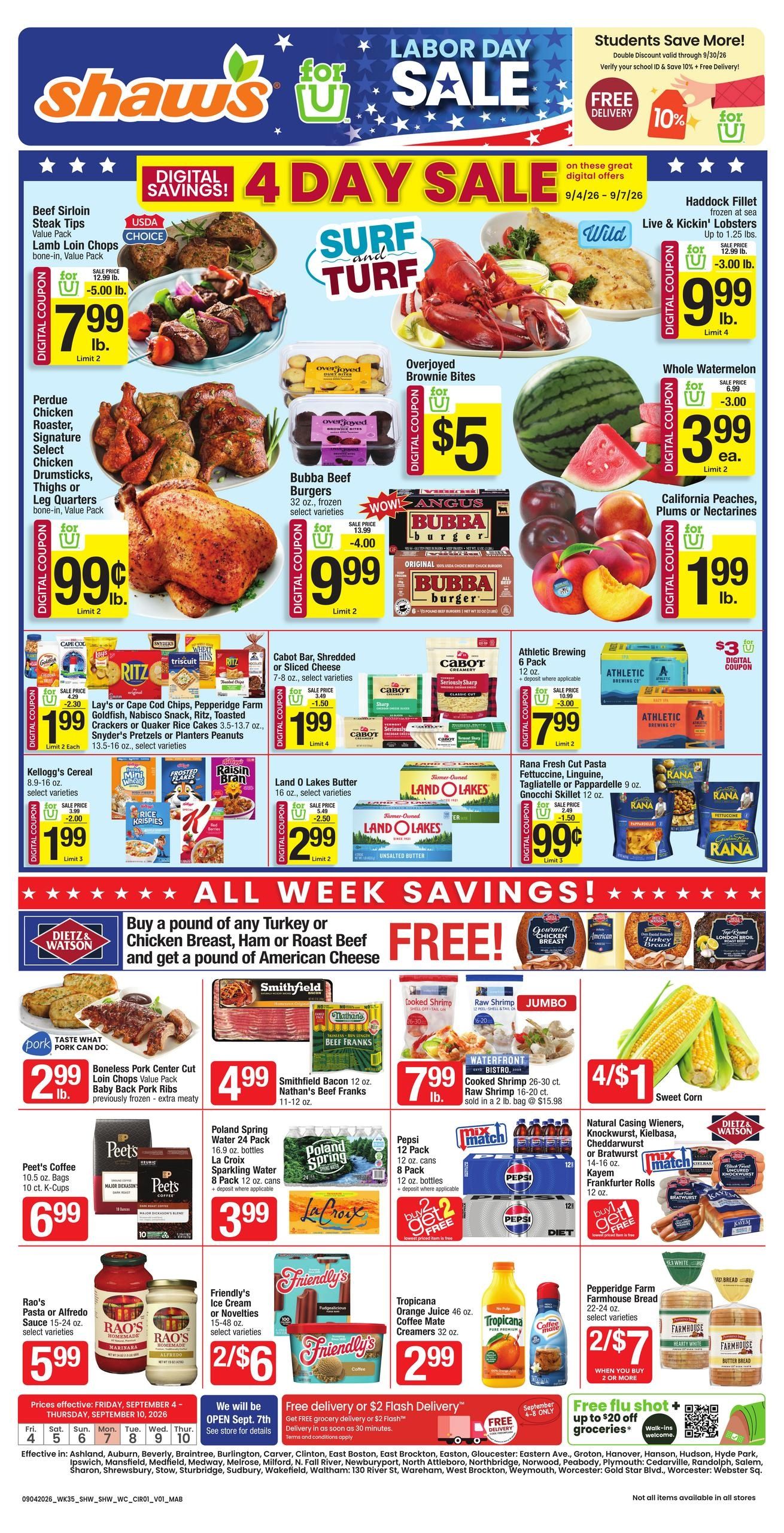 Shaw's (Hartford Area, CT) Weekly Ad September 4 - 10, 2026