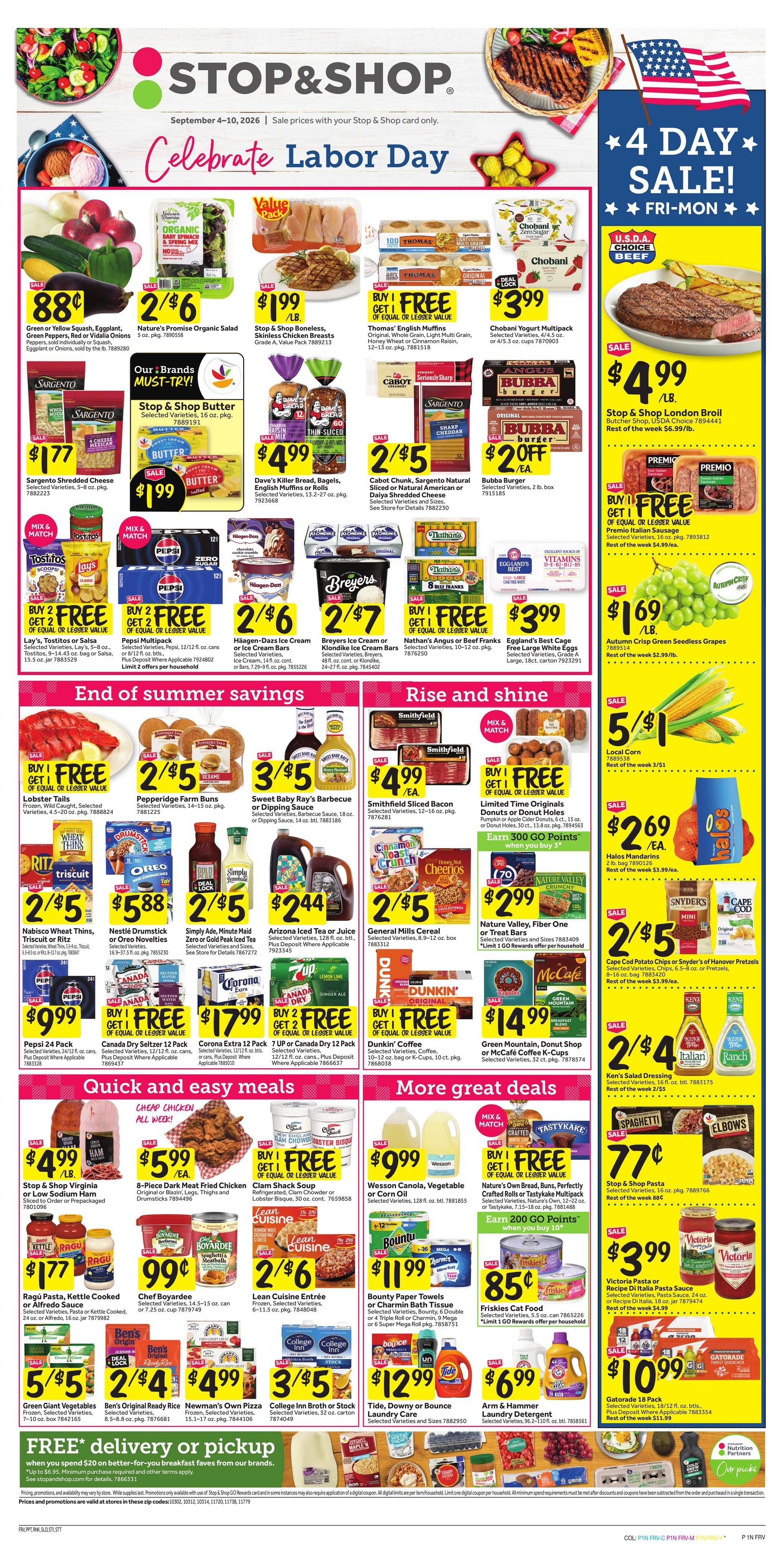 Stop & Shop (Avenel Area, NJ) Weekly Ad September 4 - 10, 2026
