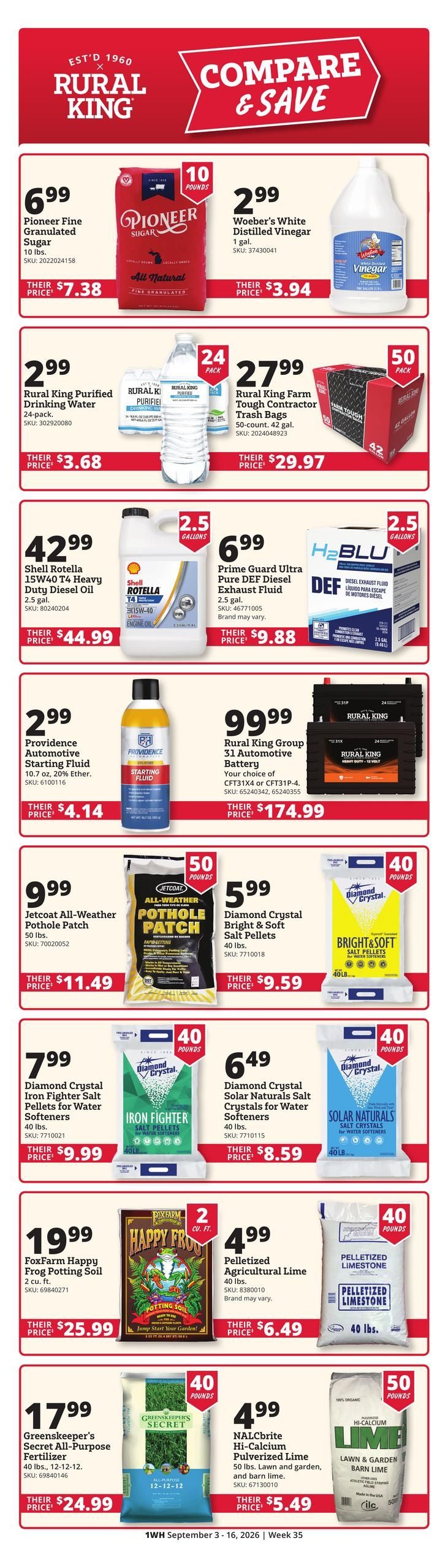 Rural King (Evansville Area, IN) Weekly Ad September 3 - 16, 2026