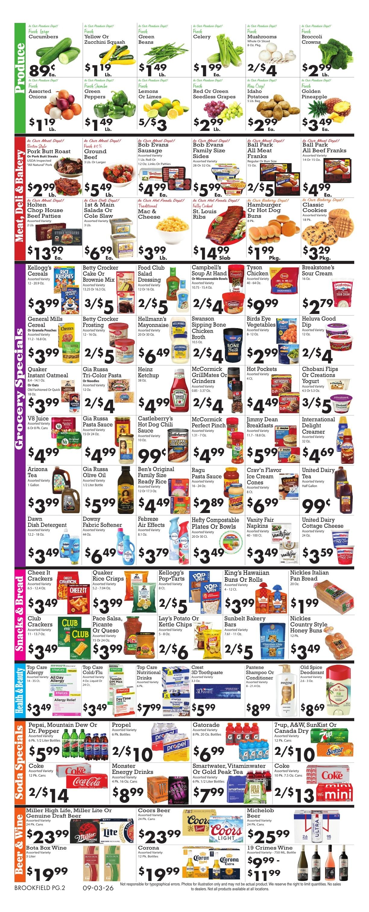 Sparkle Markets (Brookfield, OH) Weekly Ad September 3 - 9, 2026