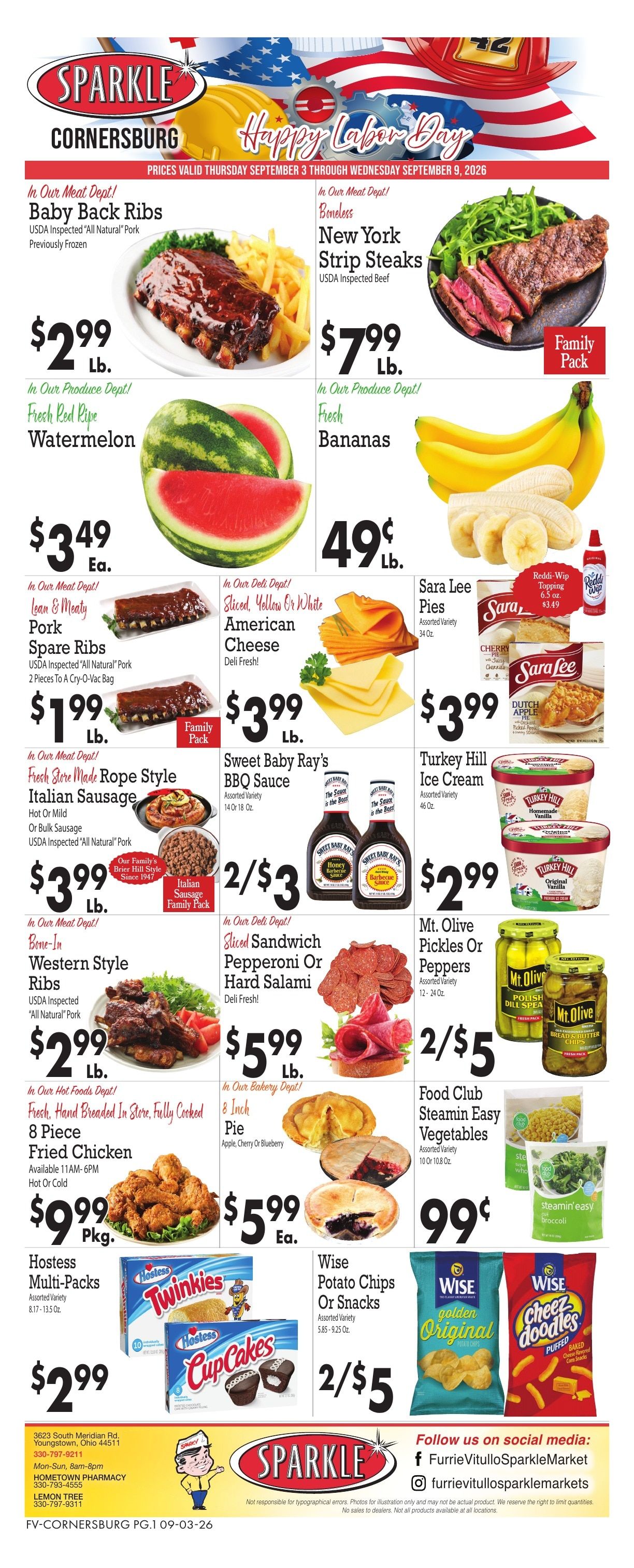 Sparkle Markets (Youngstown, OH) Weekly Ad September 3 - 9, 2026