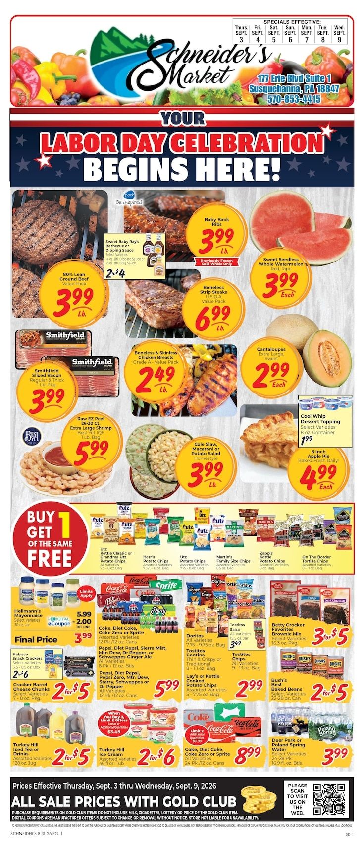Schneider's Market of Susquehanna Weekly Ad September 3 - 9, 2026