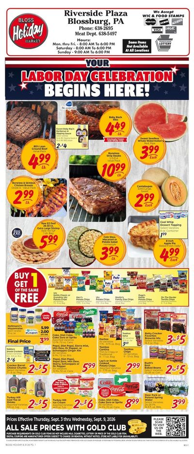 Bloss Holiday Market Weekly Ad September 3 - 9, 2026