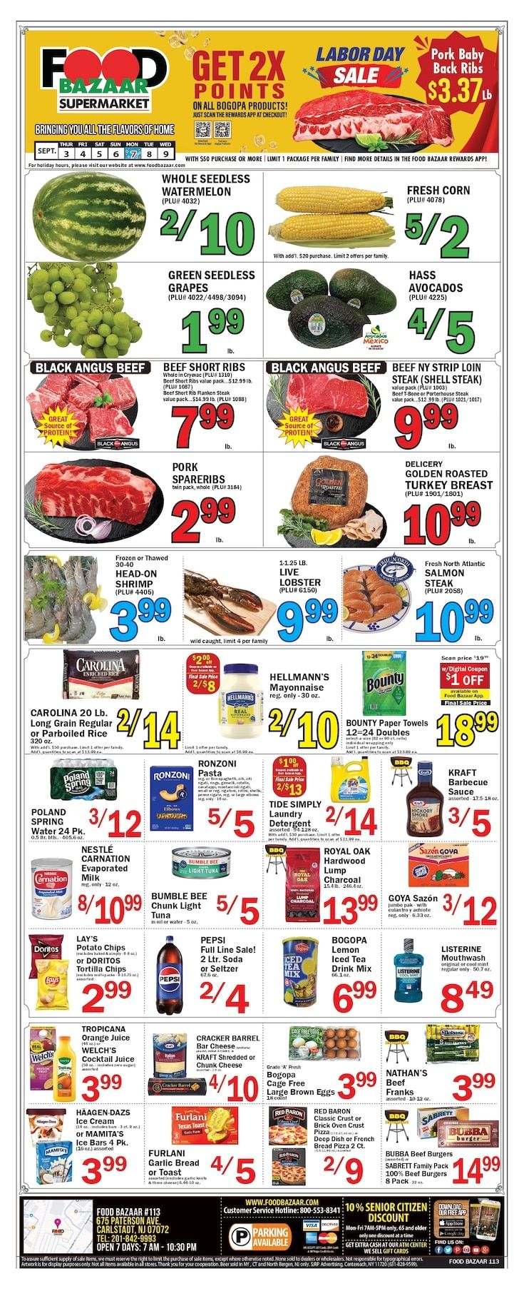 Food Bazaar (Carlstadt, NJ) Weekly Ad September 3 - 9, 2026