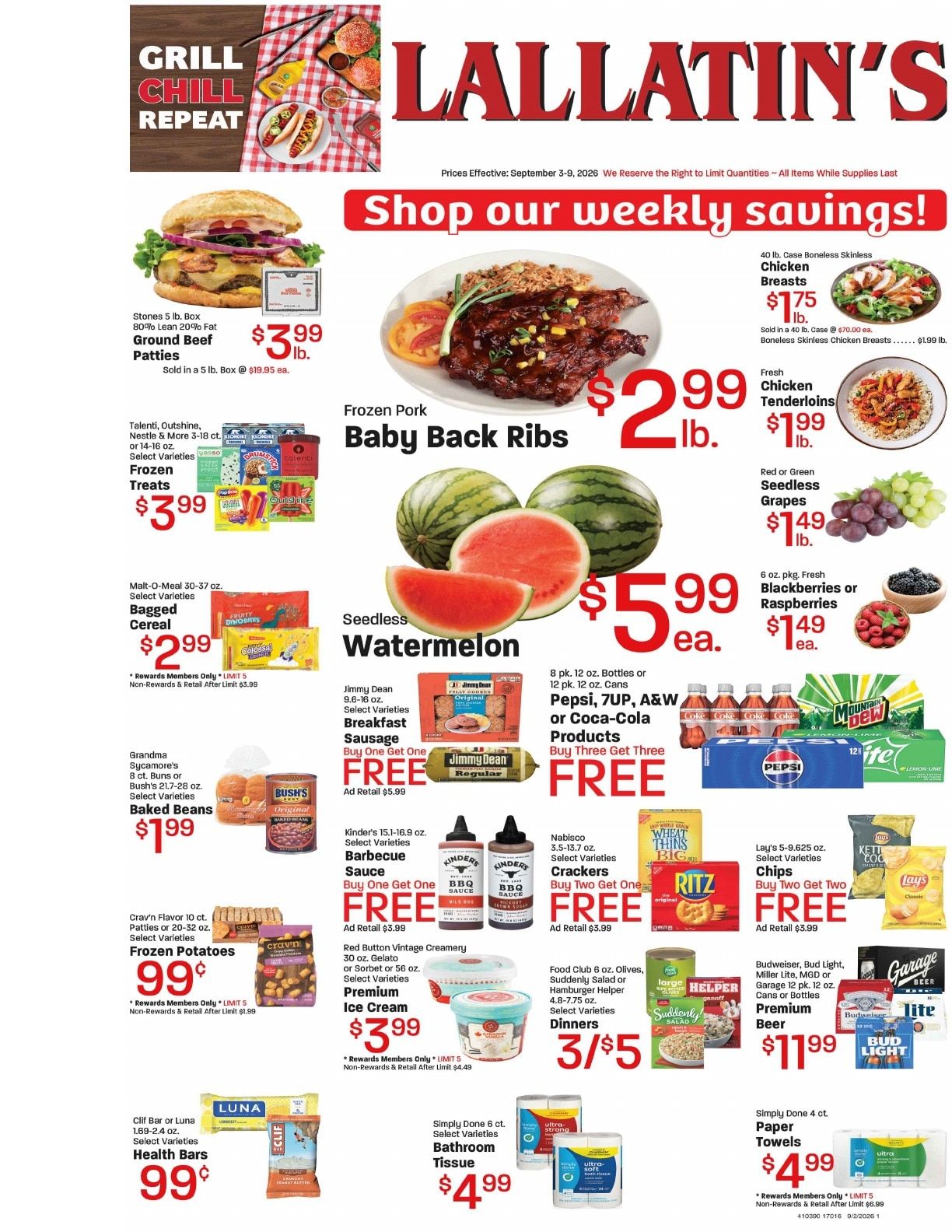 Lallatin Food Town Weekly Ad September 3 - 9, 2026