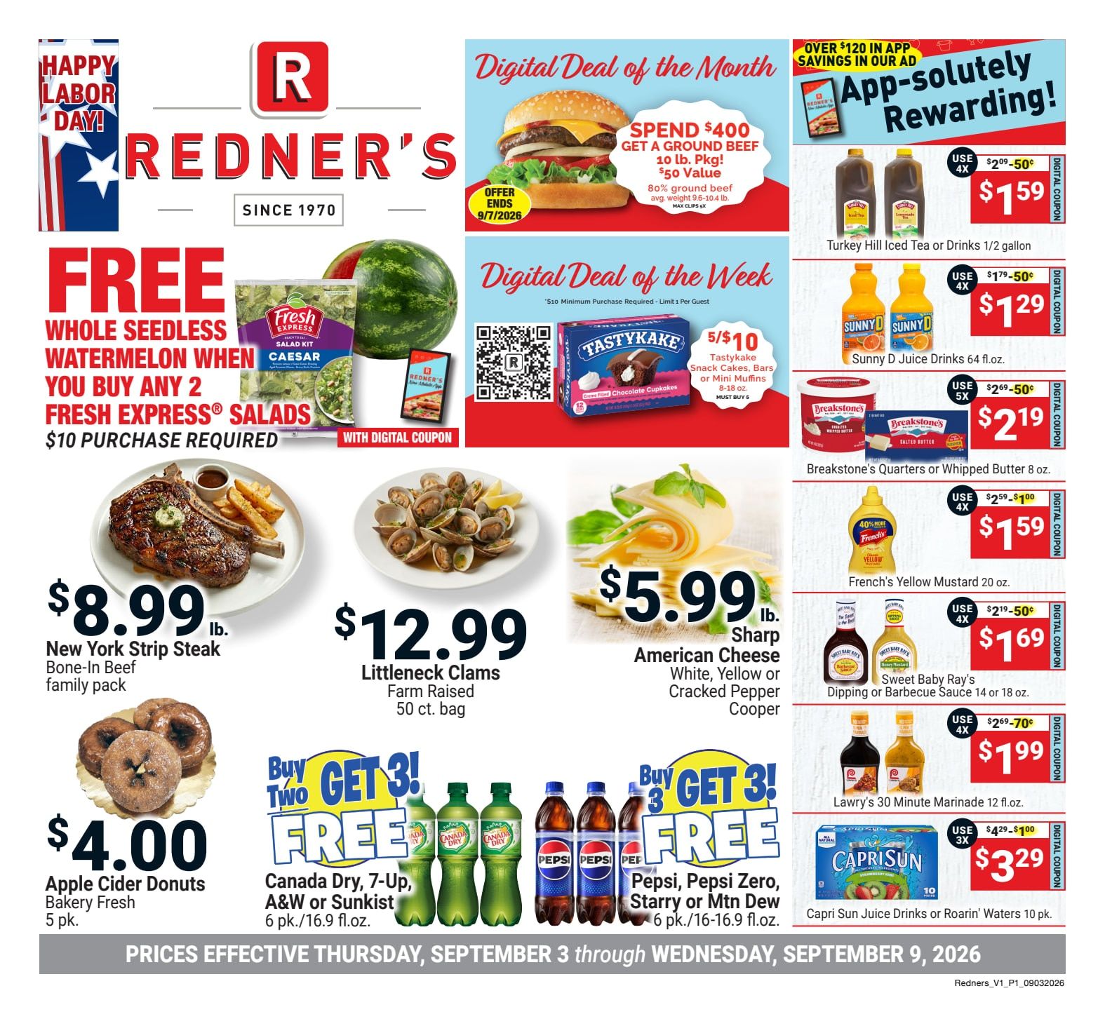 Redner's Markets (Nesquehoning, PA) Weekly Ad September 3 - 9, 2026