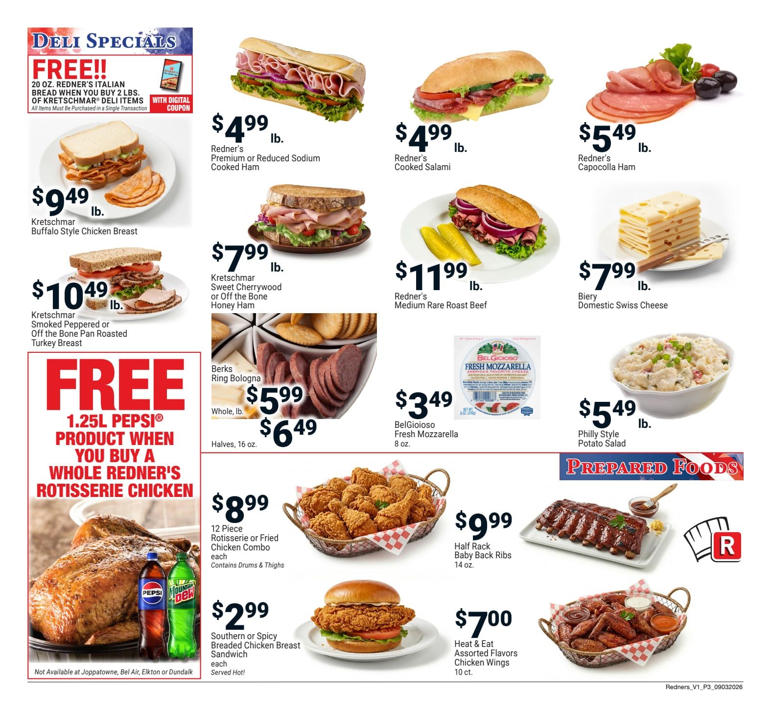 Redner's Markets (Pittston and Scranton, PA) Weekly Ad September 3 - 9, 2026