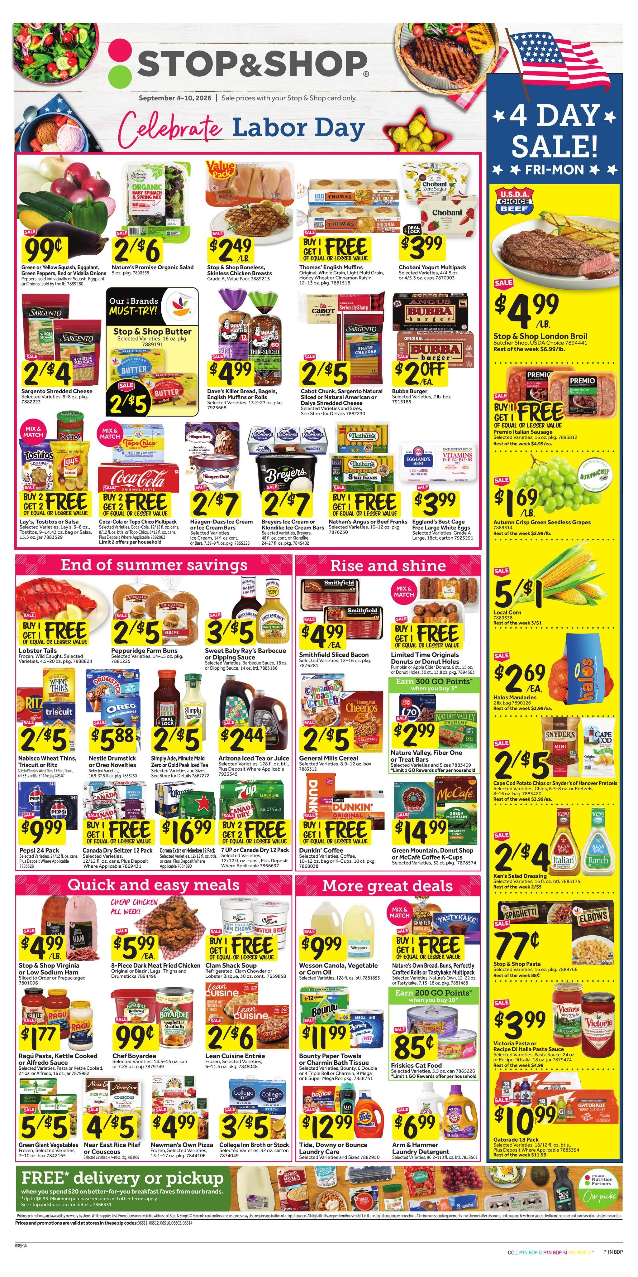 Stop & Shop (Bridgeport-New Haven Area, CT) Weekly Ad September 4 - 10, 2026
