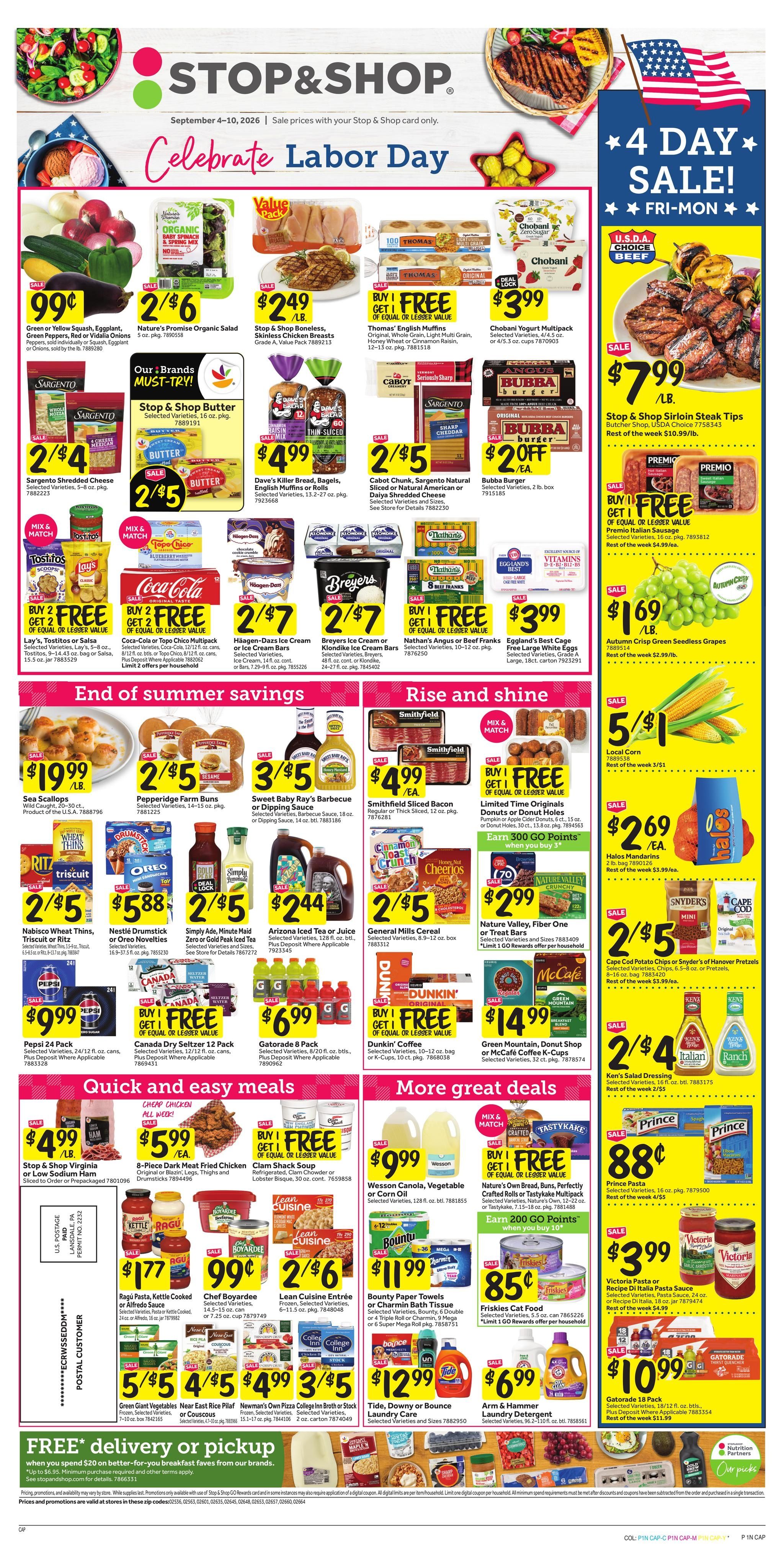 Stop & Shop (Eastham Area, MA) Weekly Ad September 4 - 10, 2026